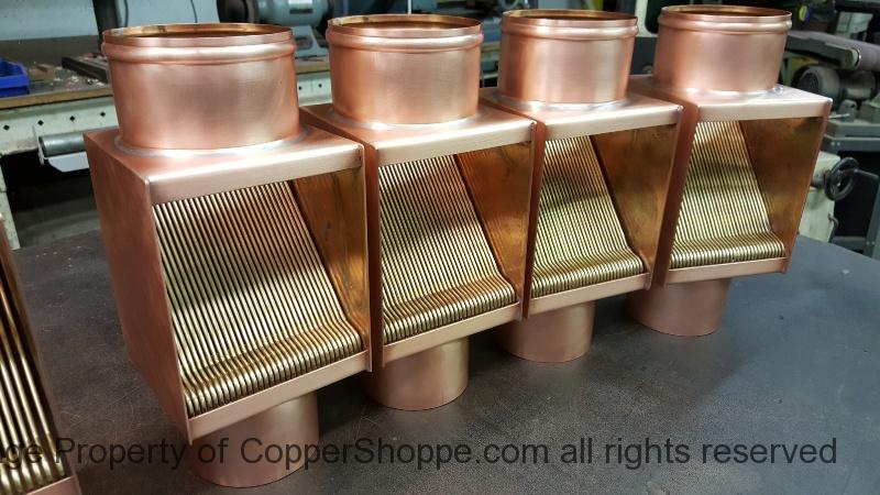 AutoClear Brasstonian Series Copper Downspout Cleanout Filter Leaf Diverter