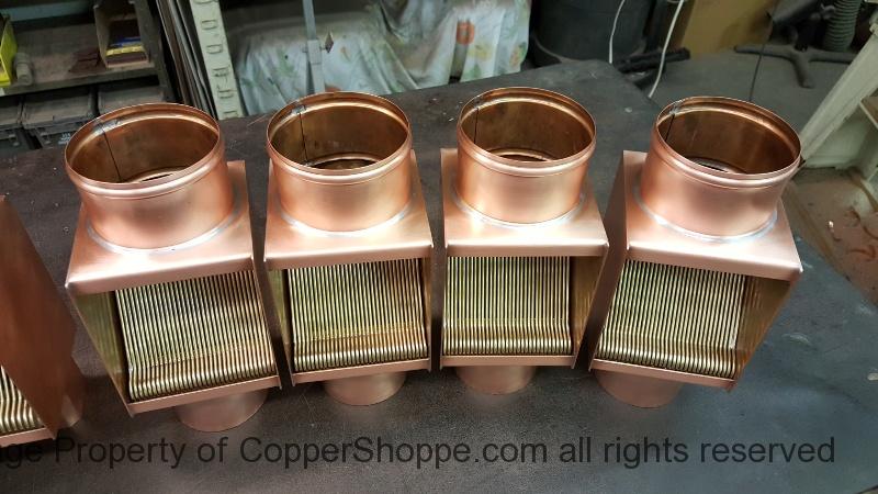 AutoClear Brasstonian Series Copper Downspout Cleanout Filter Leaf Diverter