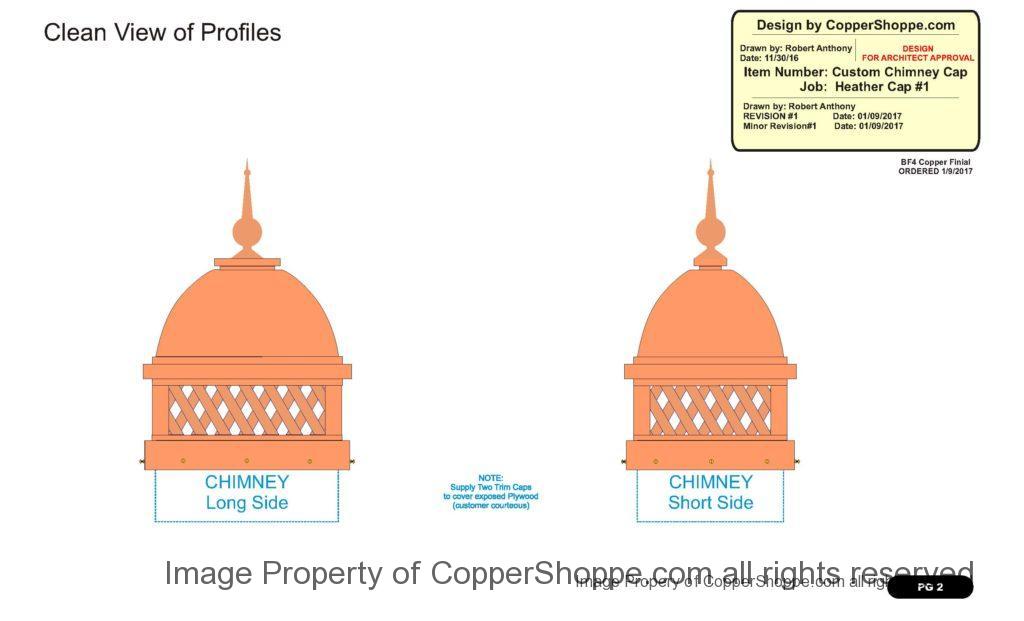 Copper Dome Style Chimney Cap with Lattice and Copper Spire
