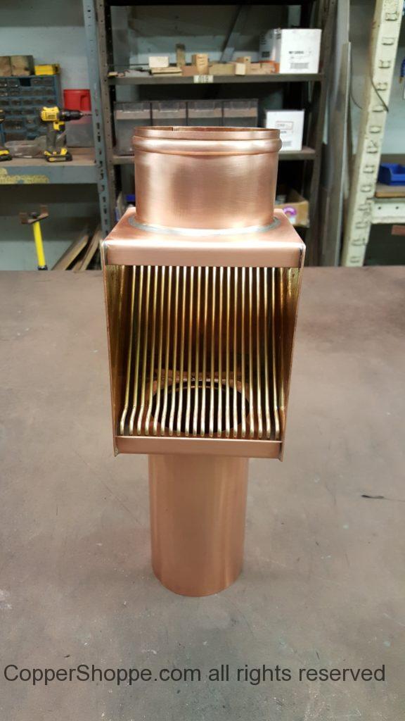 AutoClear Brasstonian Series Copper Downspout Cleanout Filter Leaf Diverter