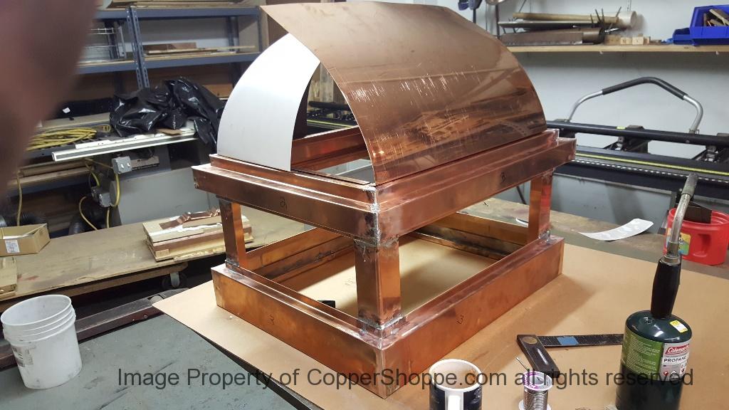 Copper Dome Style Chimney Cap with Lattice and Copper Spire