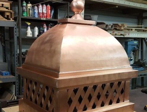 Copper Chimney Cap with Domed Roof – Lattice – and Spire / Finial