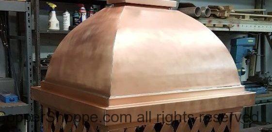 Copper Dome Style Chimney Cap with Lattice and Copper Spire