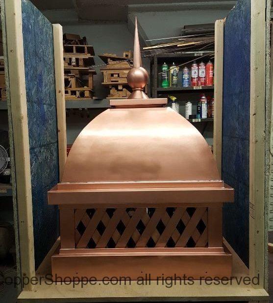 Copper Dome Style Chimney Cap with Lattice and Copper Spire