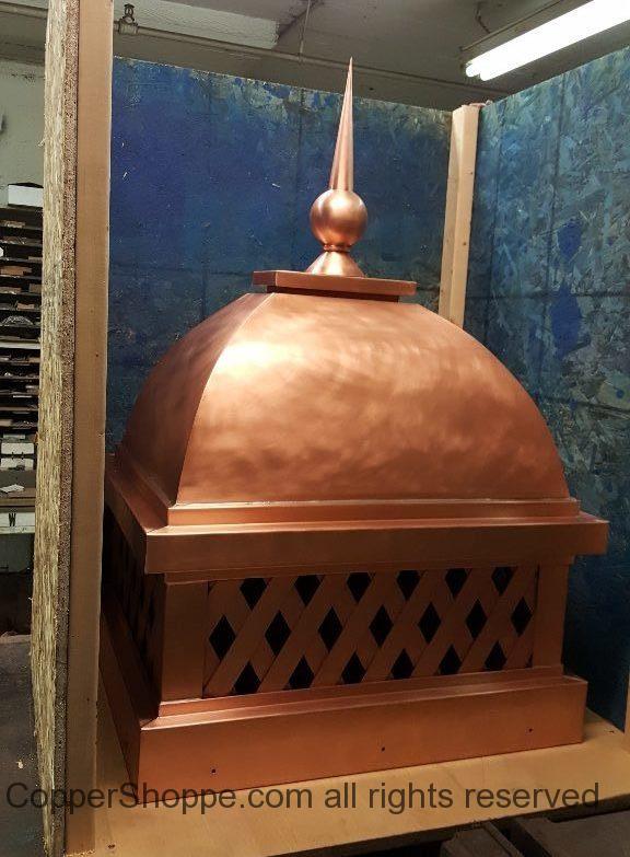 Copper Dome Style Chimney Cap with Lattice and Copper Spire