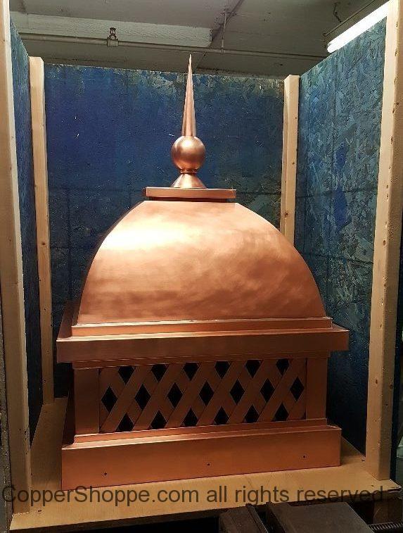 Copper Dome Style Chimney Cap with Lattice and Copper Spire