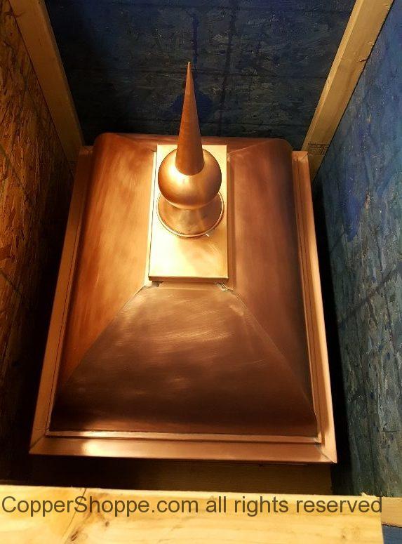 Copper Dome Style Chimney Cap with Lattice and Copper Spire