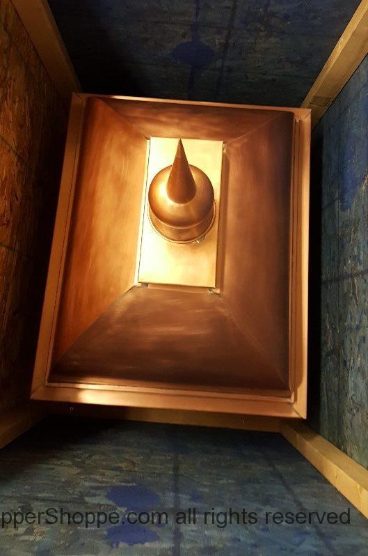 Copper Dome Style Chimney Cap with Lattice and Copper Spire