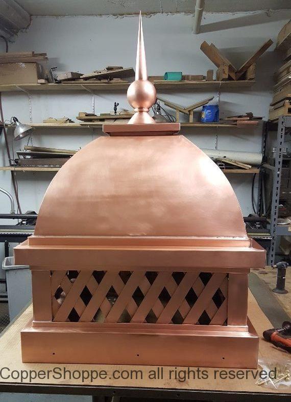 Copper Dome Style Chimney Cap with Lattice and Copper Spire