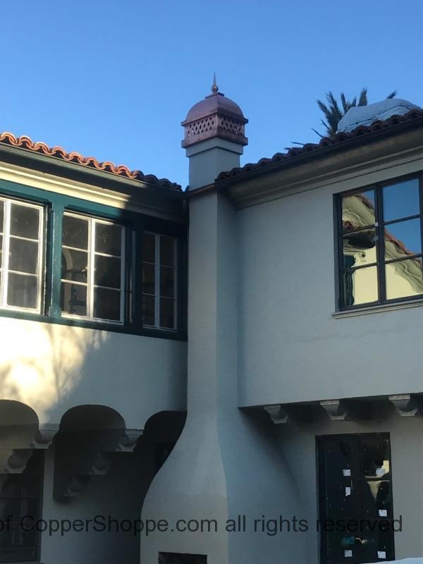 Copper Dome Style Chimney Cap with Lattice and Copper Spire