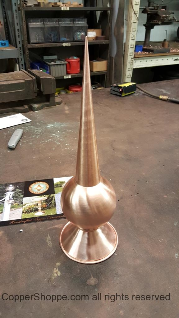 Copper Dome Style Chimney Cap with Lattice and Copper Spire