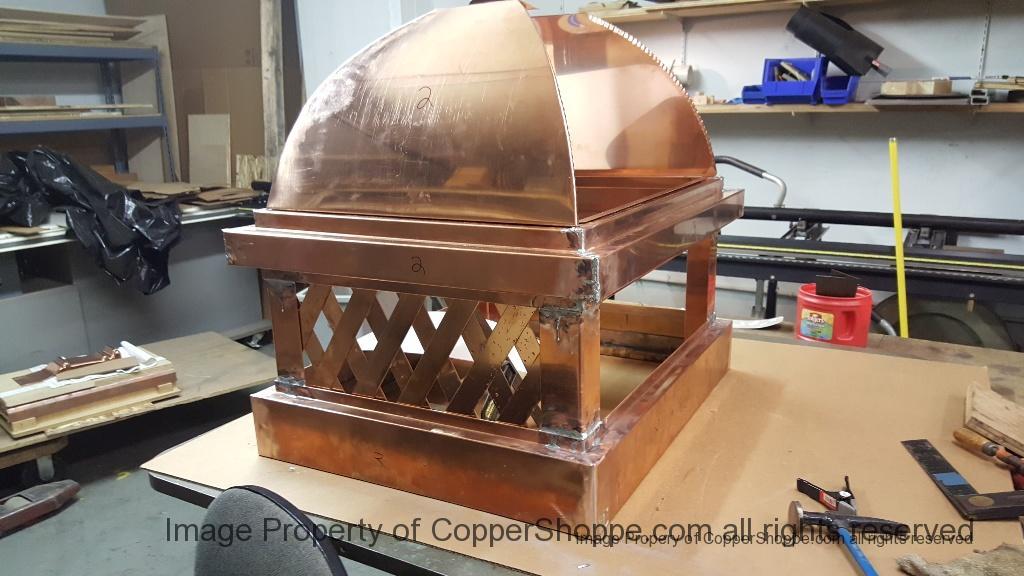 Copper Dome Style Chimney Cap with Lattice and Copper Spire
