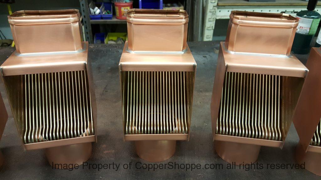 AutoClear Brasstonian Series Copper Downspout Cleanout Filter Leaf Debris Diverter