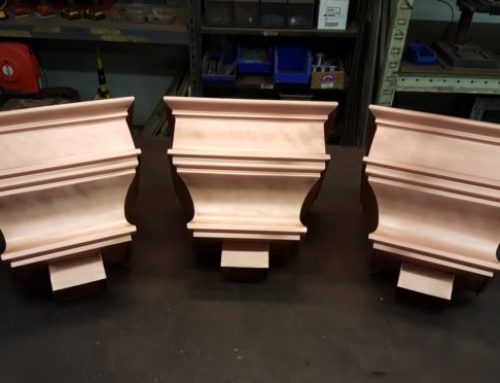 Nemours 2 Copper Leader Heads Collector Boxes with Scupper Trough