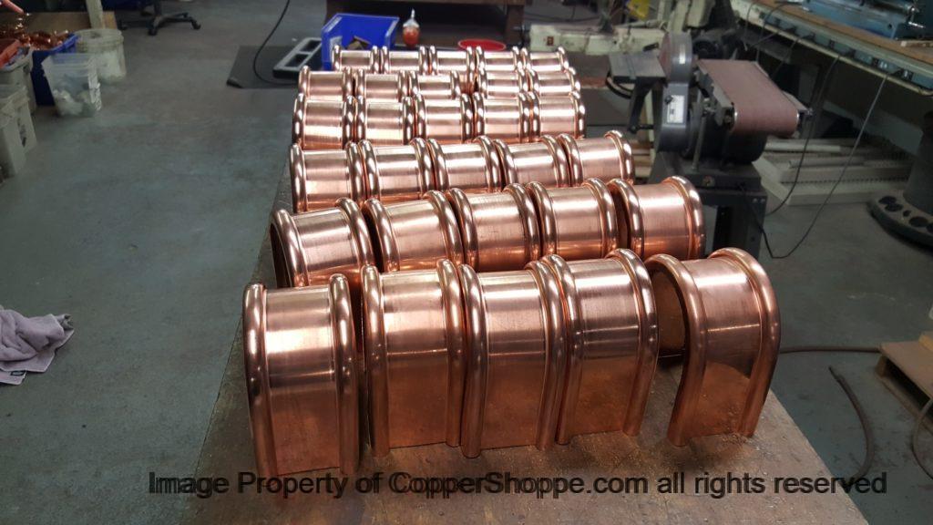 Radmont Radius Ornamental Copper Downspout Bands Straps with RDS Copper Downspout Brackets