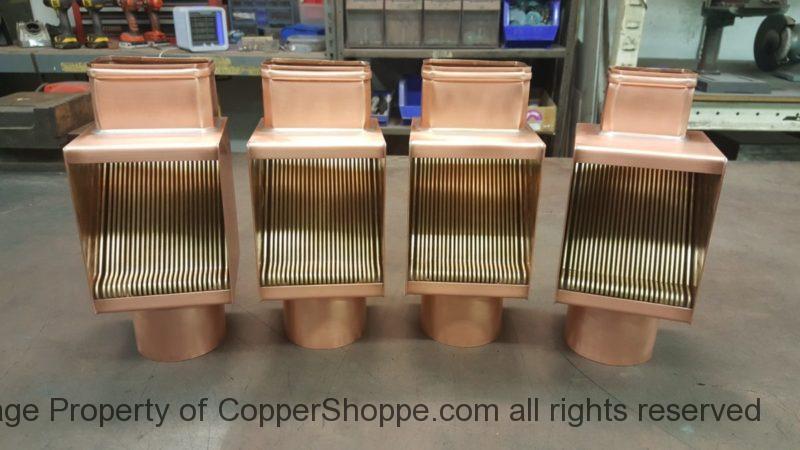 AutoClear Brasstonian Extreme Copper Downspout Cleanouts Leaf Debris Diverters Filters for Rectangular Copper Downspouts