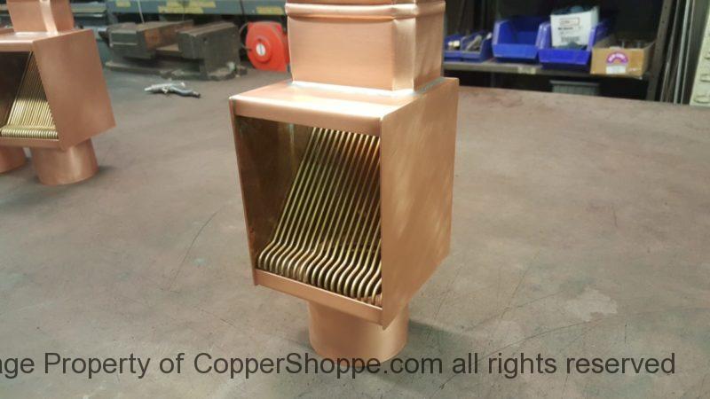 AutoClear Brasstonian Standard Copper Downspout Cleanouts Leaf Debris Diverters Filters for Rectangular Copper Downspouts