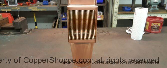 Custom Modified Brasstonian AutoClear Leaf and Debris Diverter Filter Clean Out for Copper Downspout