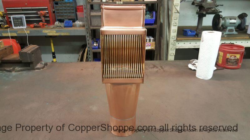 Custom Modified Brasstonian AutoClear Leaf and Debris Diverter Filter Clean Out for Copper Downspout