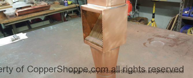 Custom Modified Brasstonian AutoClear Leaf and Debris Diverter Filter Clean Out for Copper Downspout