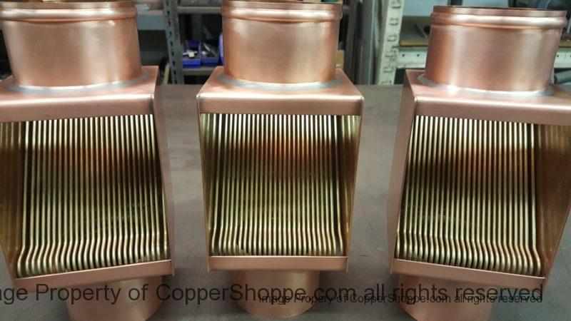 AutoClear Brasstonian Extreme Copper Downspout Clean Outs Leaf Diverters Filters for 4" by 3" Rectangular Copper Downspouts