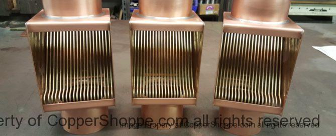 AutoClear Brasstonian Extreme Copper Downspout Clean Outs Leaf Diverters Filters for 4" by 3" Rectangular Copper Downspouts