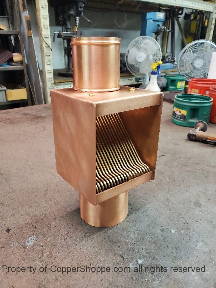 autoclear-i-copper-3-inch-downspout-cleanout-leaf-diverter-filter-422-2 AutoClear Copper Downspout Clean Outs Leaf Diverters Filters Screens