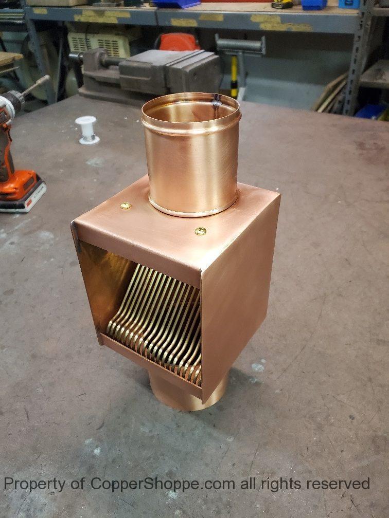 autoclear-i-copper-3-inch-downspout-cleanout-leaf-diverter-filter-422-5 AutoClear Copper Downspout Clean Outs Leaf Diverters Filters Screens