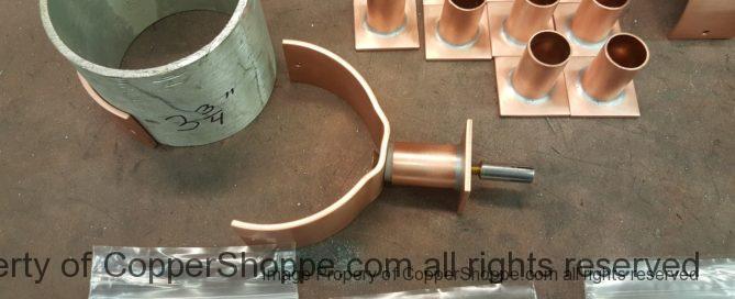 U Style Copper Downspout Brackets with Bandit Bases
