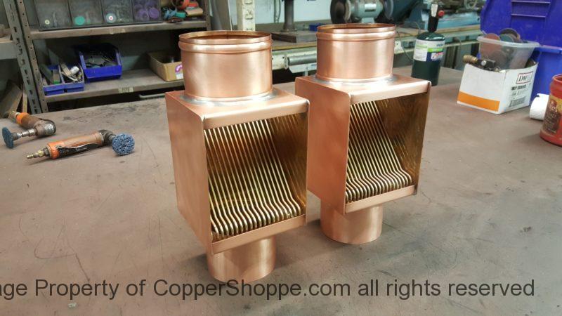 AutoClear Brasstonian Copper Downspout Cleanouts Leaf Diverter Filter