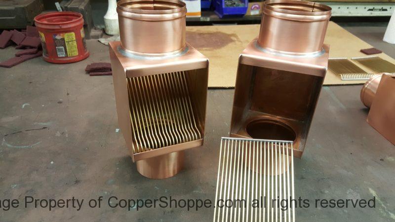 AutoClear Custom Copper Downspout Leaf and Debris Diverters Filters Cleanouts