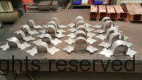 Fleur-de-Lis Freedom Gray Copper Ornamental Downspout Bands with custom angle