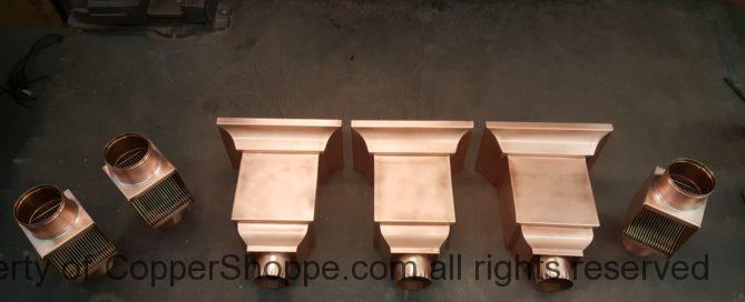 Troubadour Copper Leader Heads Collector Boxes along with AutoClear Custom Downspout Leaf and Debris Diverters Filters Cleanouts