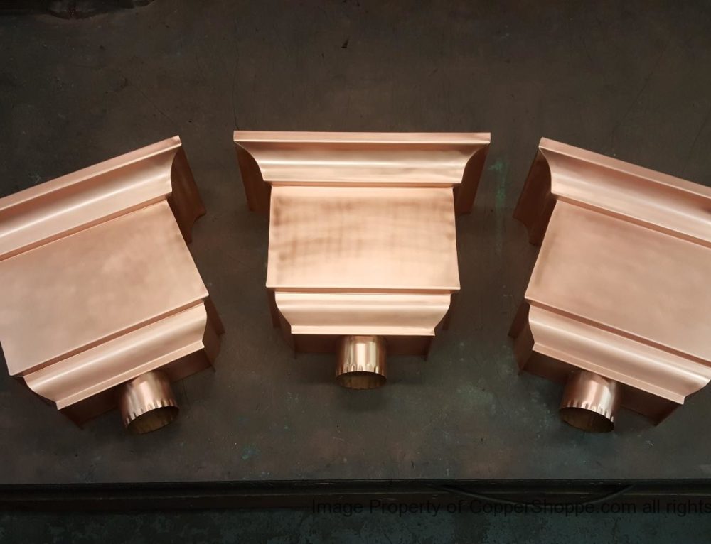 Old World 10 Copper Leader Heads Collector Boxes for 4" Round European