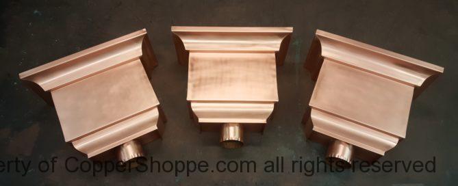 Troubadour Copper Leader Heads Collector Boxes with Scupper Openings