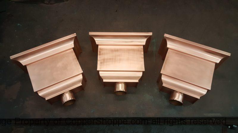 Troubadour Copper Leader Heads Collector Boxes with Scupper Openings