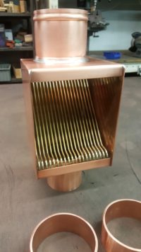 AutoClear Brasstonian Copper Downspout Leaf Diverters, Filters, Cleanouts and Knoke Downspout Brackets