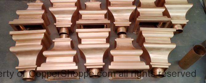 Old World 10 Copper Leader Heads Collector Boxes for 4" Round European Downspouts