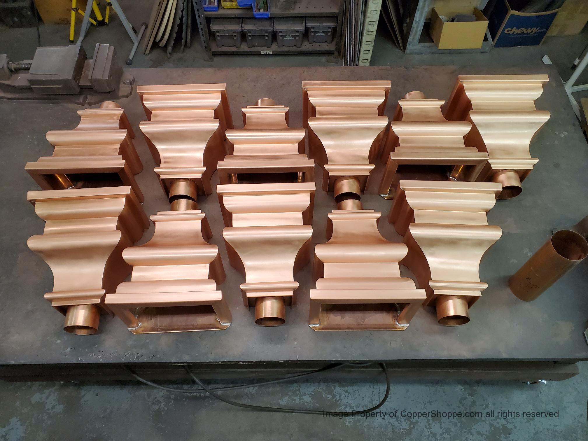 old-world-10-copper-leader-heads-collector-boxes-4-round-downspouts-514-01 Old World 10 Copper Leader Heads Collector Boxes for 4" Round European Downspouts