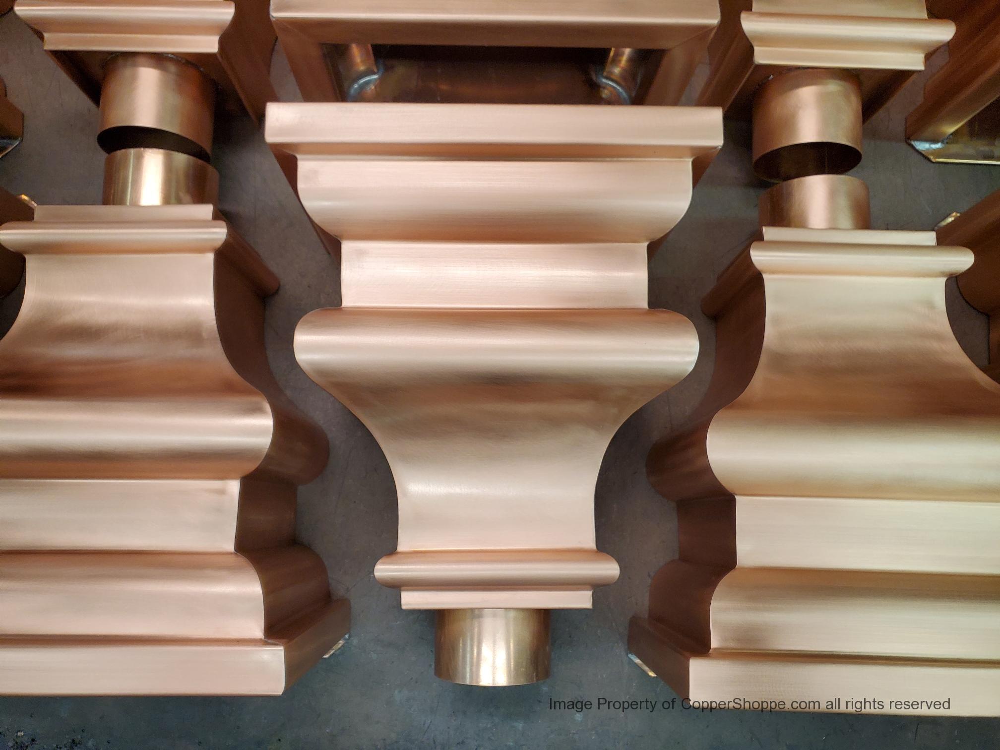 old-world-10-copper-leader-heads-collector-boxes-4-round-downspouts-514-05 Old World 10 Copper Leader Heads Collector Boxes for 4" Round European Downspouts