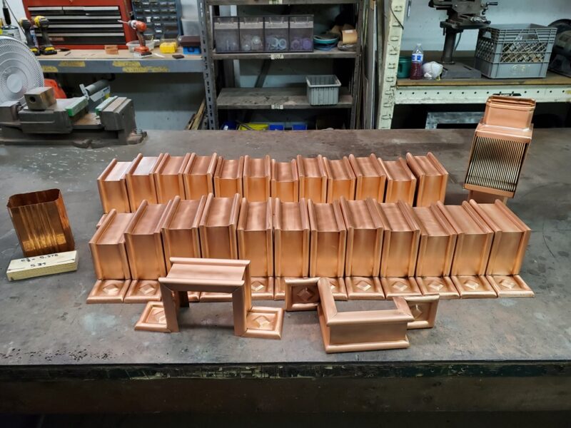 Radmont Ornamental Decorative Copper Downspout Straps and Custom AutoClear Brasstonian