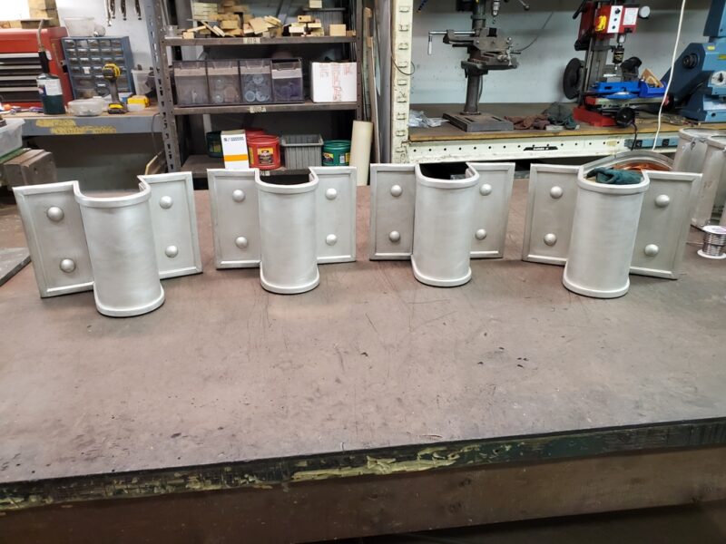 Winthrop Ornamental Decorative Copper Downspout Bands in Freedom Gray Round 2