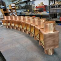 AutoClear Copper Downspout Leaf and Debris Diverters Cleanouts Filters Screens for 4" Round Downspouts