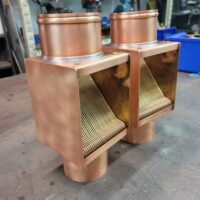 AutoClear BRASSTONIAN Copper Downspout Leaf and Debris Diverters Cleanouts Filters Screens for 4" Round Downspouts