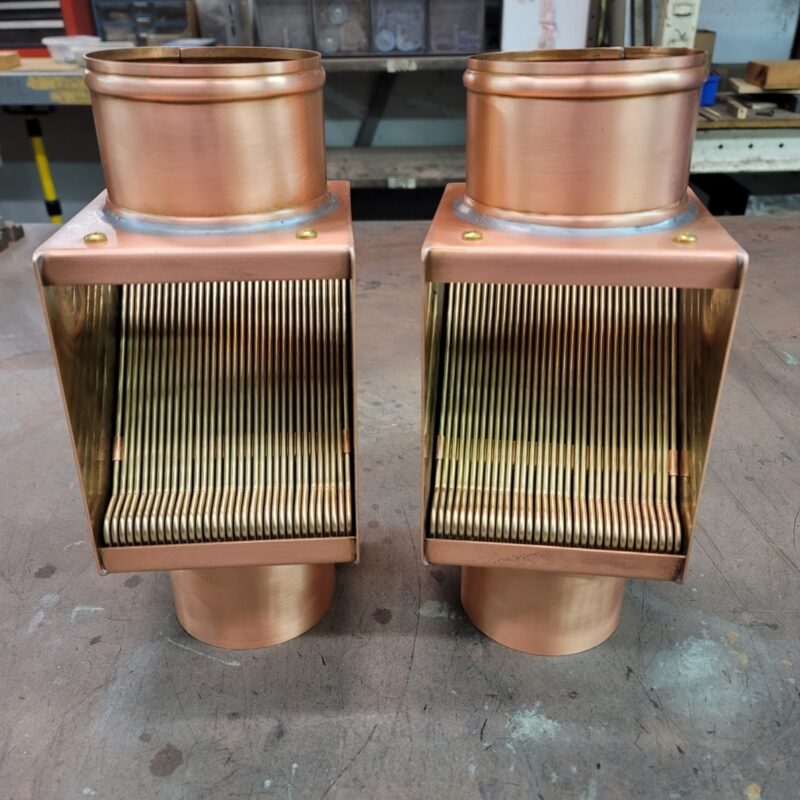 AutoClear BRASSTONIAN Copper Downspout Leaf and Debris Diverters Cleanouts Filters Screens for 4" Round Downspouts