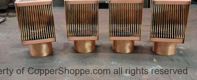 Brasstonian Copper AutoClears Leaf and Debris Diverters Filters Screens for 4" Round Downspouts