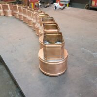 Rectangular Copper Downspout to 4" Round Drain Transitions
