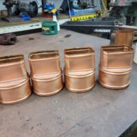 Rectangular Copper Downspout to 4" Round Drain Transitions