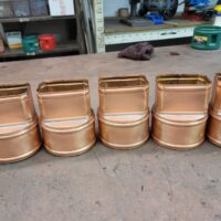 Rectangular Copper Downspout to 4" Round Drain Transitions