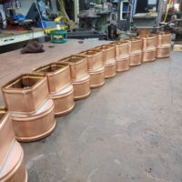 Rectangular Copper Downspout to 4" Round Drain Transitions